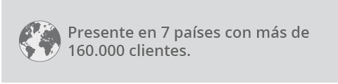 Presente en 9 países con más de 150.000 clientes.